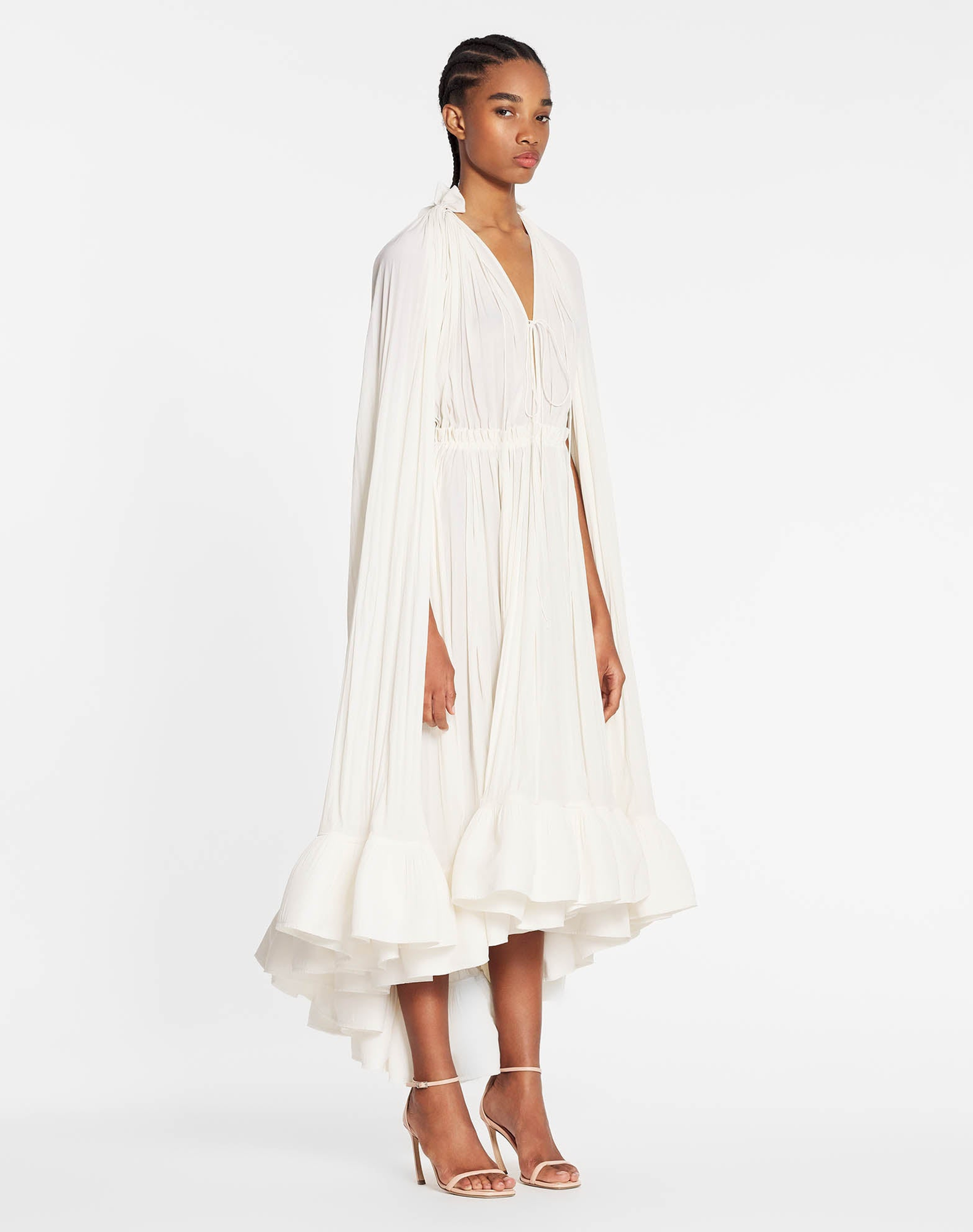 Long Charmeuse Ruffle Dress - image 2