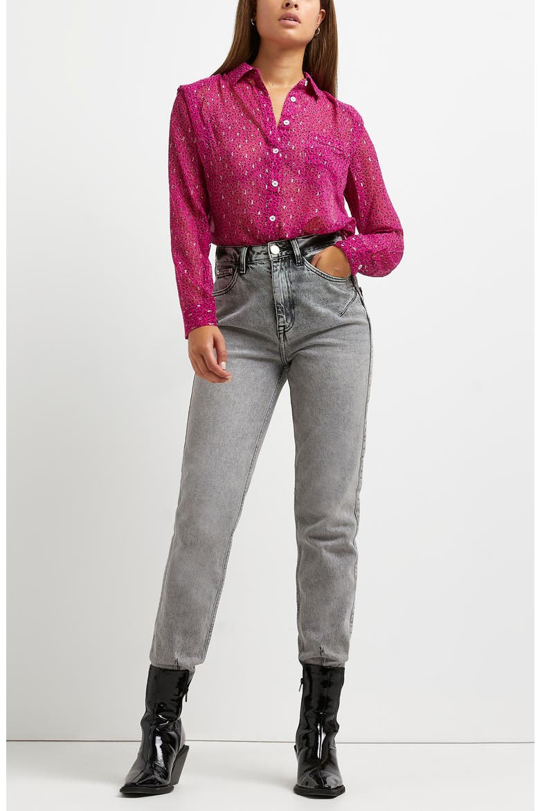 Print Woven Shirt, Alternate, color, BRIGHT PINK