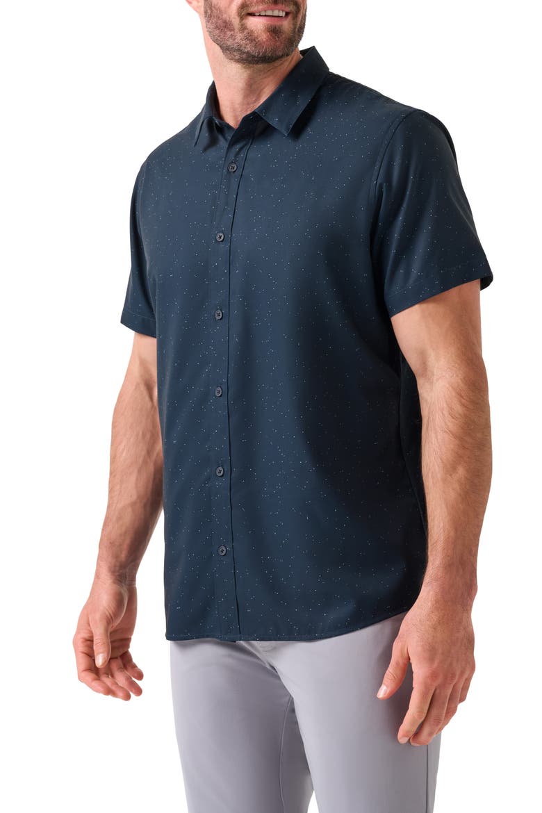Techwoven Chartered Short Sleeve Performance Button-Up Shirt, Alternate, color, TOTAL ECLIPSE