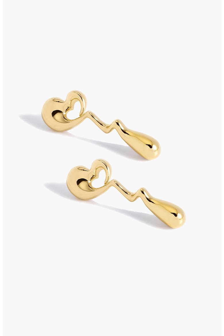 Heart Maxi Face On Stud Earrings In Gold, Alternate, color, Gold