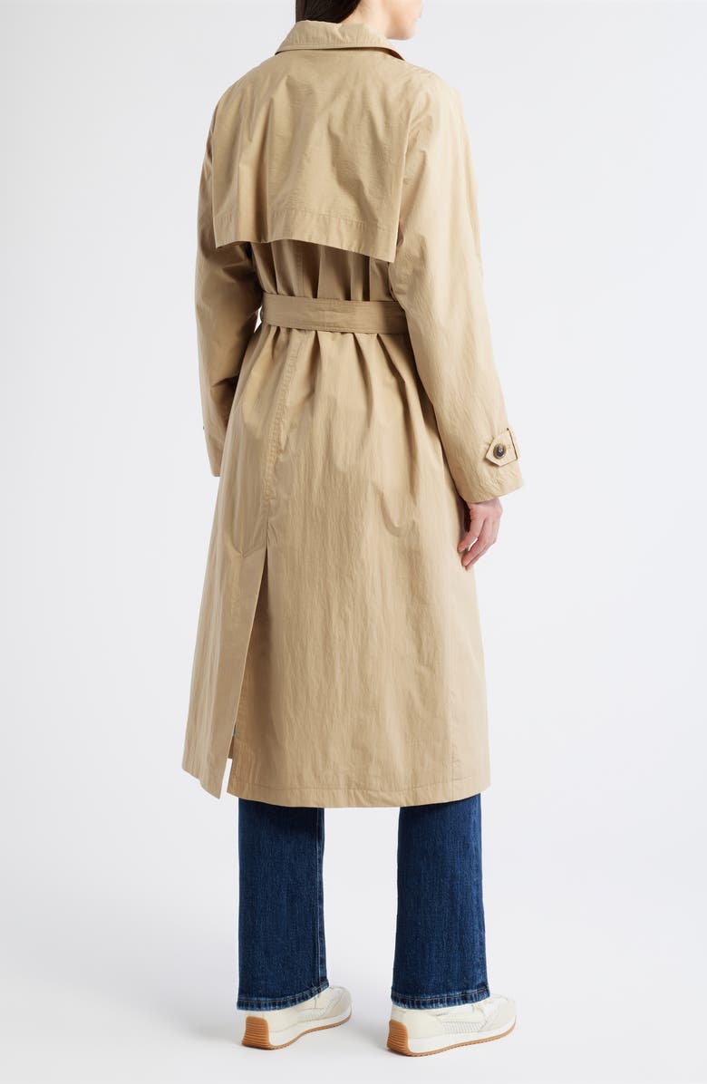 Bernardo Long Double Breasted Trench Coat, Alternate, color, Crisp Khaki