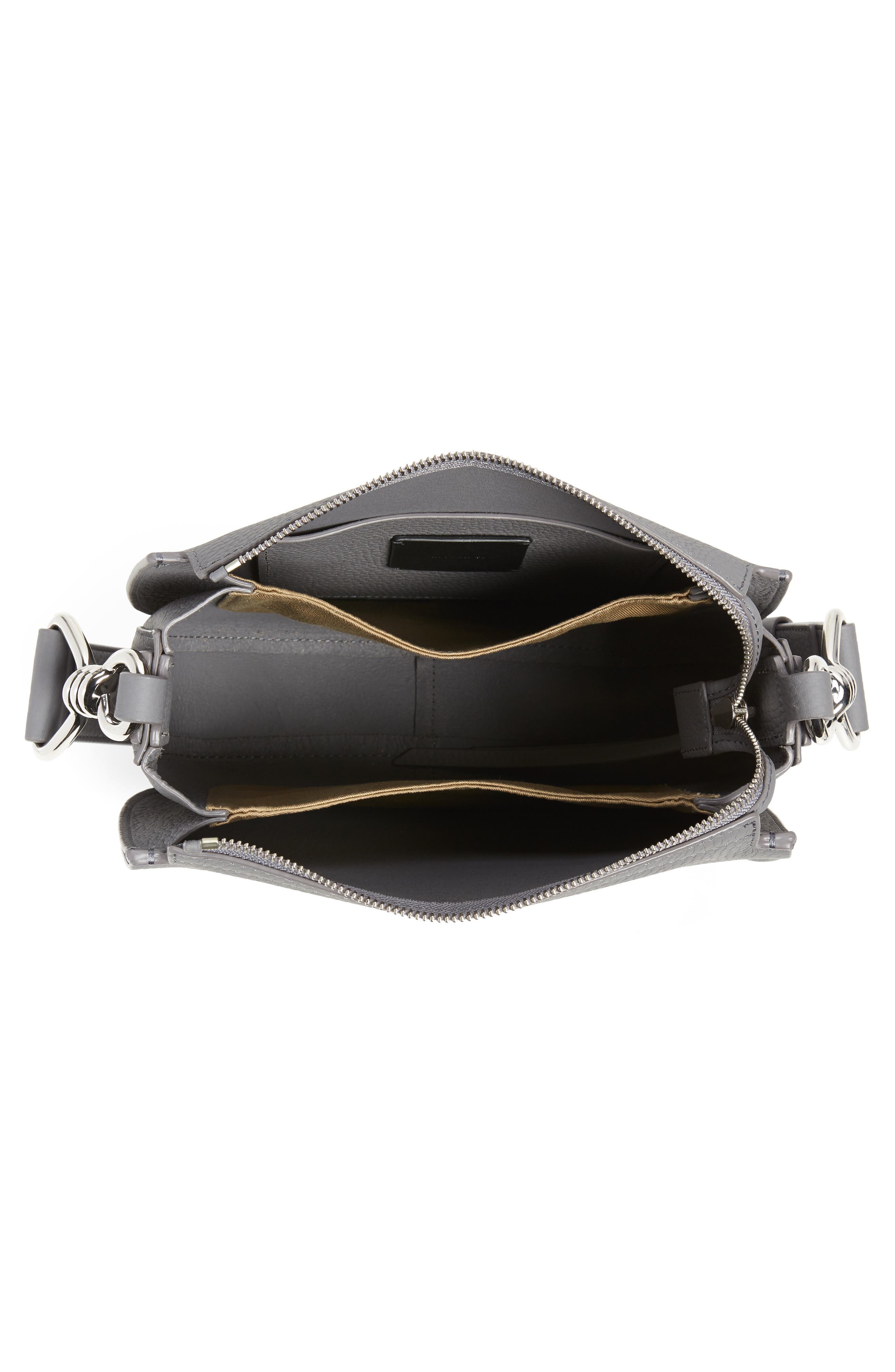 Captain Round Leather Crossbody Bag, Alternate, color, MIST GREY
