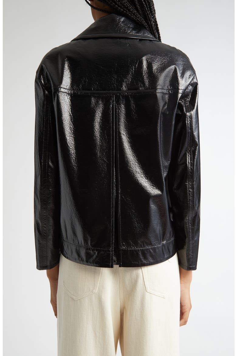 Lacquered Faux Leather Jacket, Alternate, color, BLACK