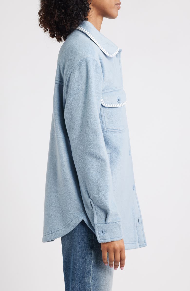 Thread & Supply Whipstitch Detail Polar Fleece Shirt Jacket, Alternate, color, Dusty Blue Ivory Combo