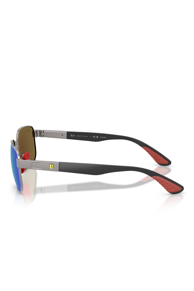 x Scuderia Ferrari 59mm Polarized Mirrored Irregular Sunglasses, Alternate, color, GUNMETAL / POLAR GREY