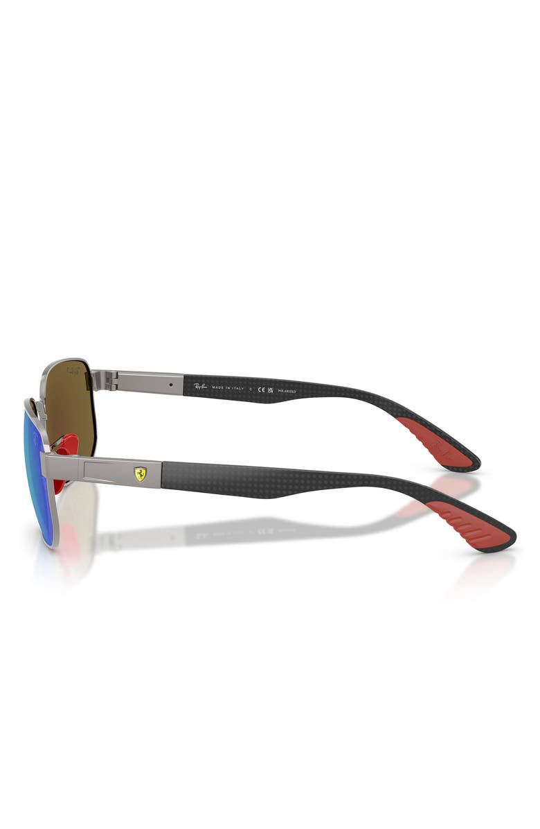 Ray-Ban <p>x Scuderia Ferrari 59mm Polarized Mirrored Irregular Sunglasses</p>, Alternate, color, Gunmetal / Polar Grey