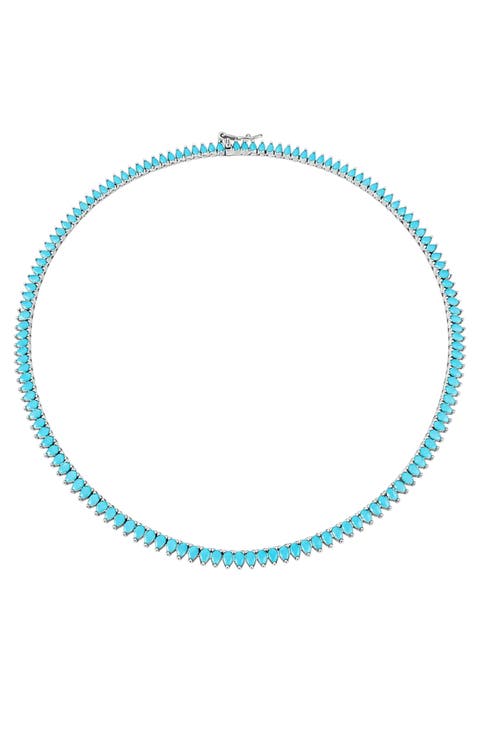 Symphony Turquoise Teardrop Tennis Necklace