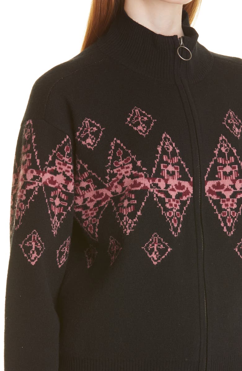 PAIGE Fabienne Wool Blend Zip-Up Sweater, Alternate, color, Black/Velvet Red