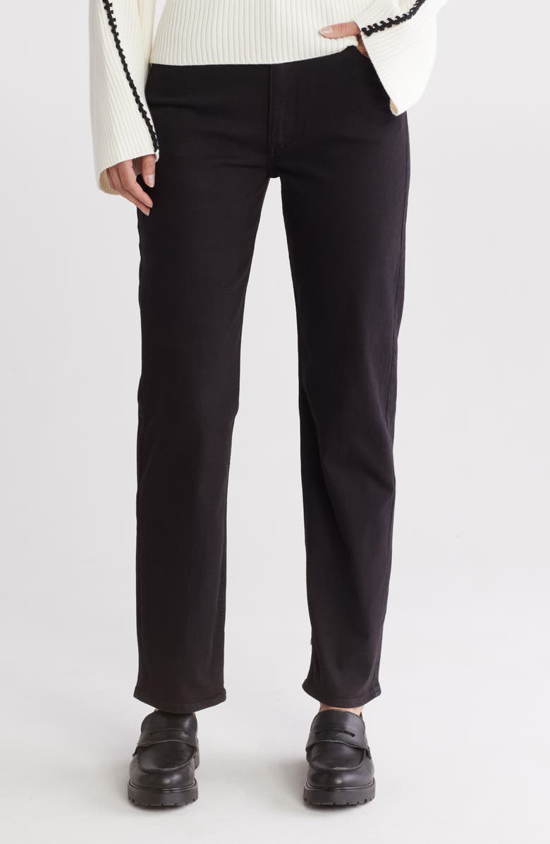 rag & bone Hattie Mid Rise Full Length Straight Leg Jeans, Main, color, Black Rinse