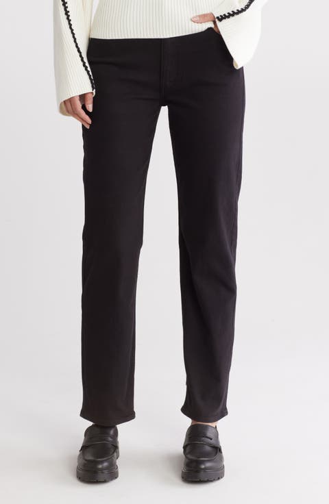 Hattie Mid Rise Full Length Straight Leg Jeans (Black Rinse)
