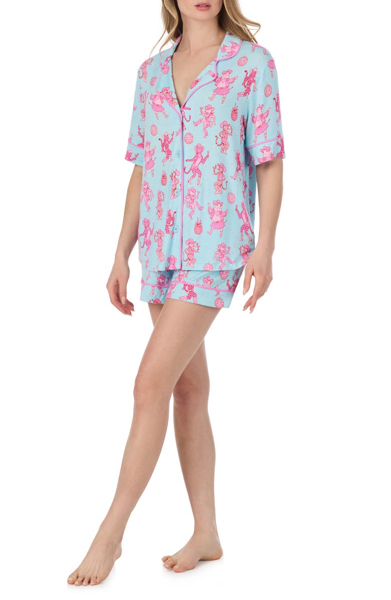 Room Service Pjs Print Boxer Pajamas, Alternate, color, Blue/ Print