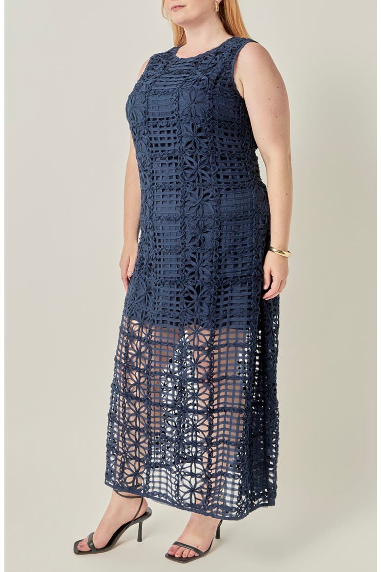 Textured Sleeveless Maxi Dress, Alternate, color, NAVY