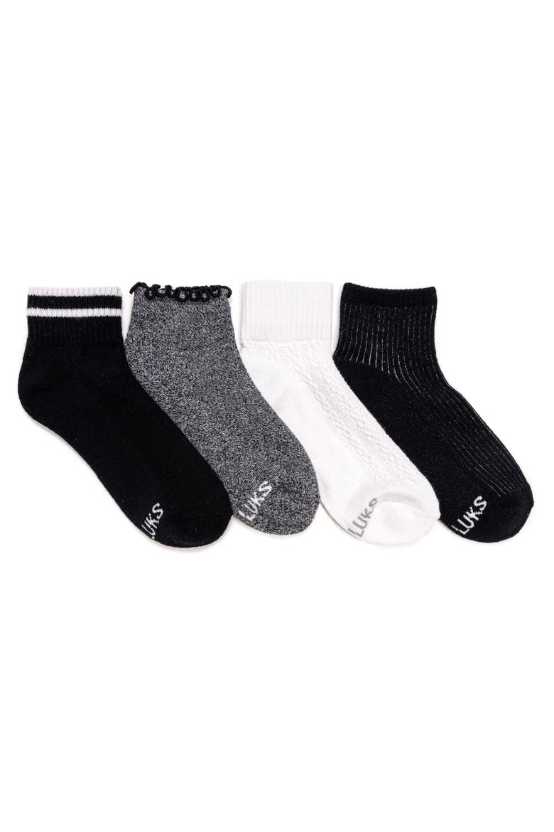 Dream Step Mini Crew Socks, 4 Pair Pack, Main, color, Ebony