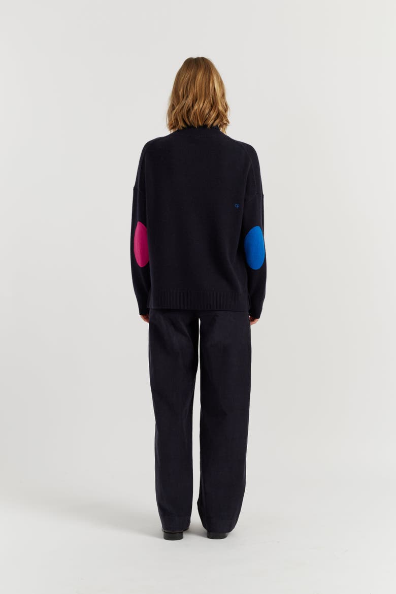 Wool Cashmere Elbow Patch Rollneck Sweater, Alternate, color, Navy/Pink