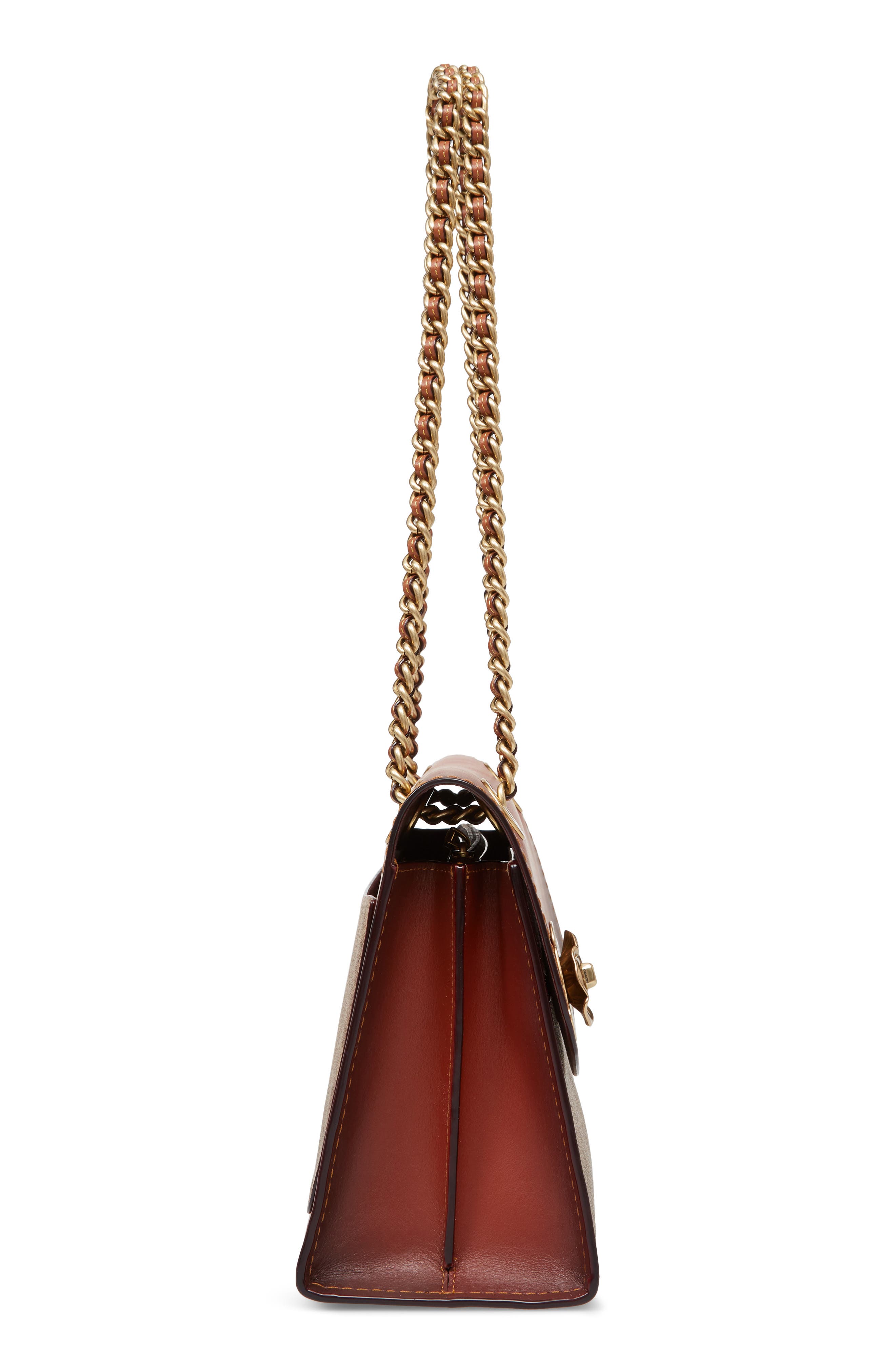 Parker Leather & Canvas Shoulder Bag, Alternate, color, RUST