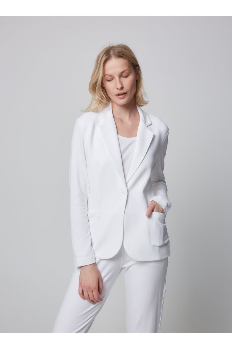 French Terry Looped One-Button Blazer, Main, color, BLANC