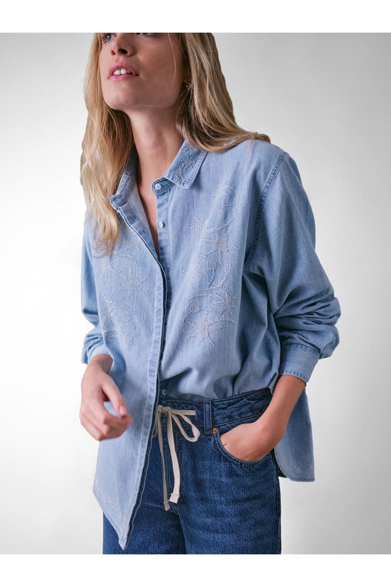 Stella Denim Blouse, Alternate, color, Light Denim Blue