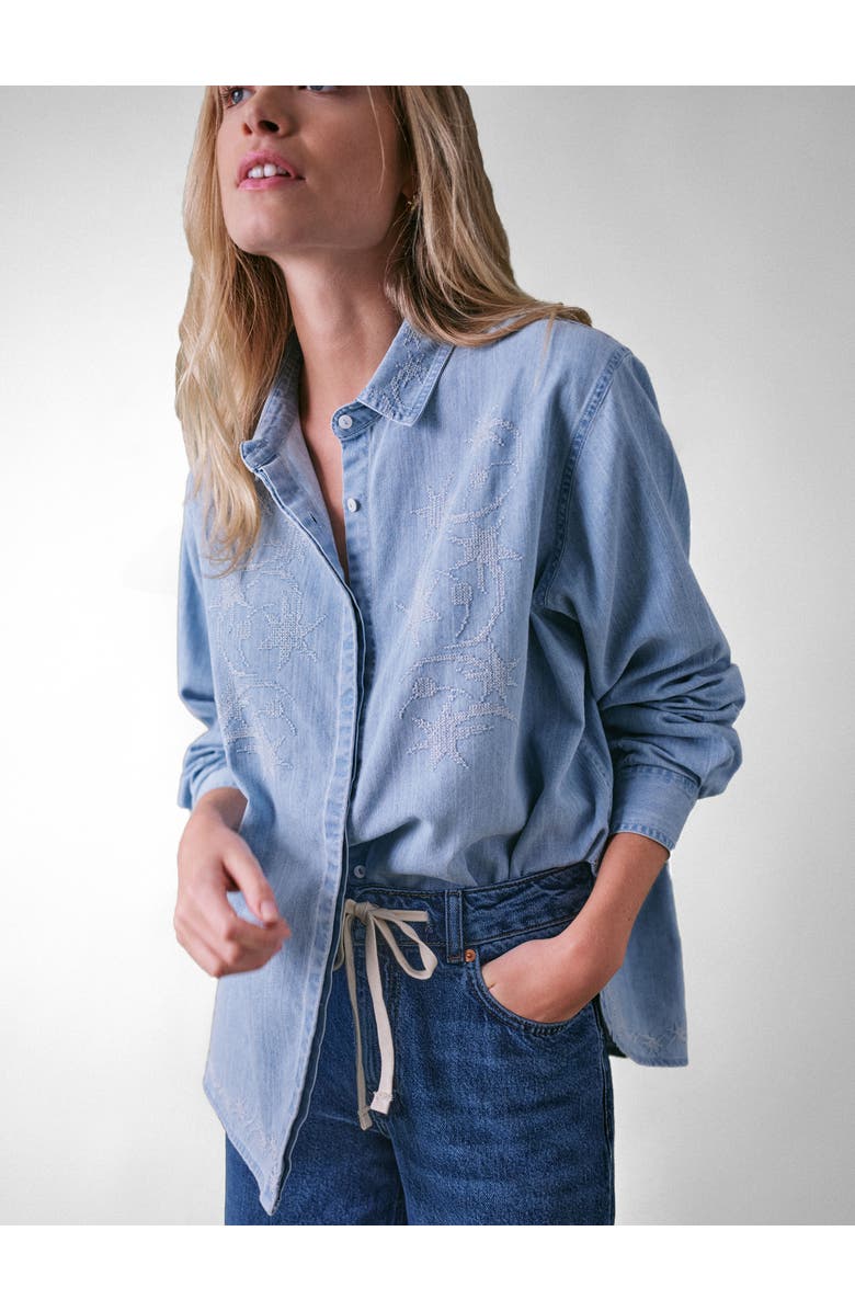 Cape Cove Stella Denim Blouse, Alternate, color, Light Denim Blue