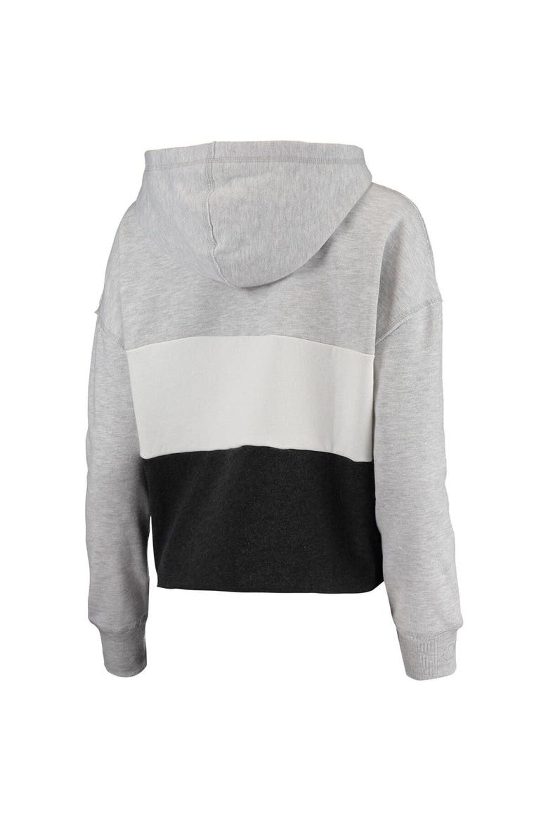 Women's '47 Heathered Gray/Heathered Black Brooklyn Nets Lizzy Cutoff Pullover Hoodie, Alternate, color, Gray