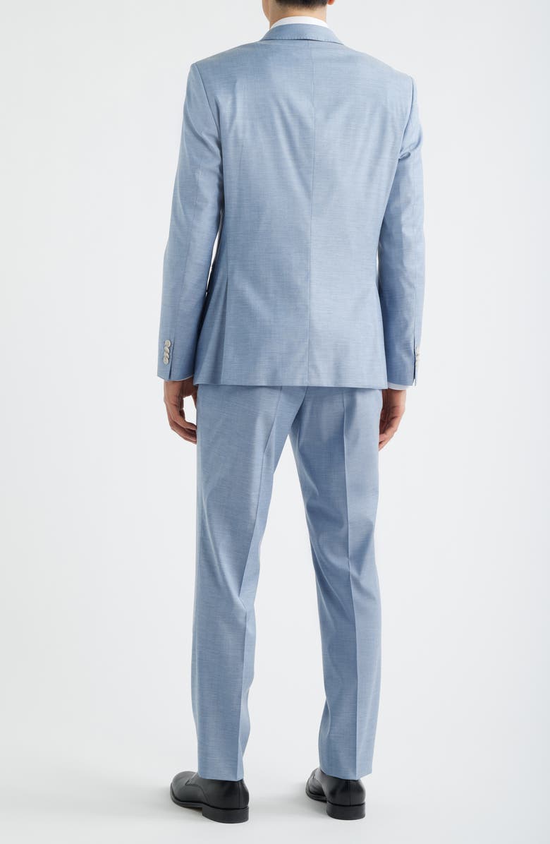 BOSS Huge Slim Fit Peak Lapel Wool Blend Mélange Suit, Alternate, color, Light Blue