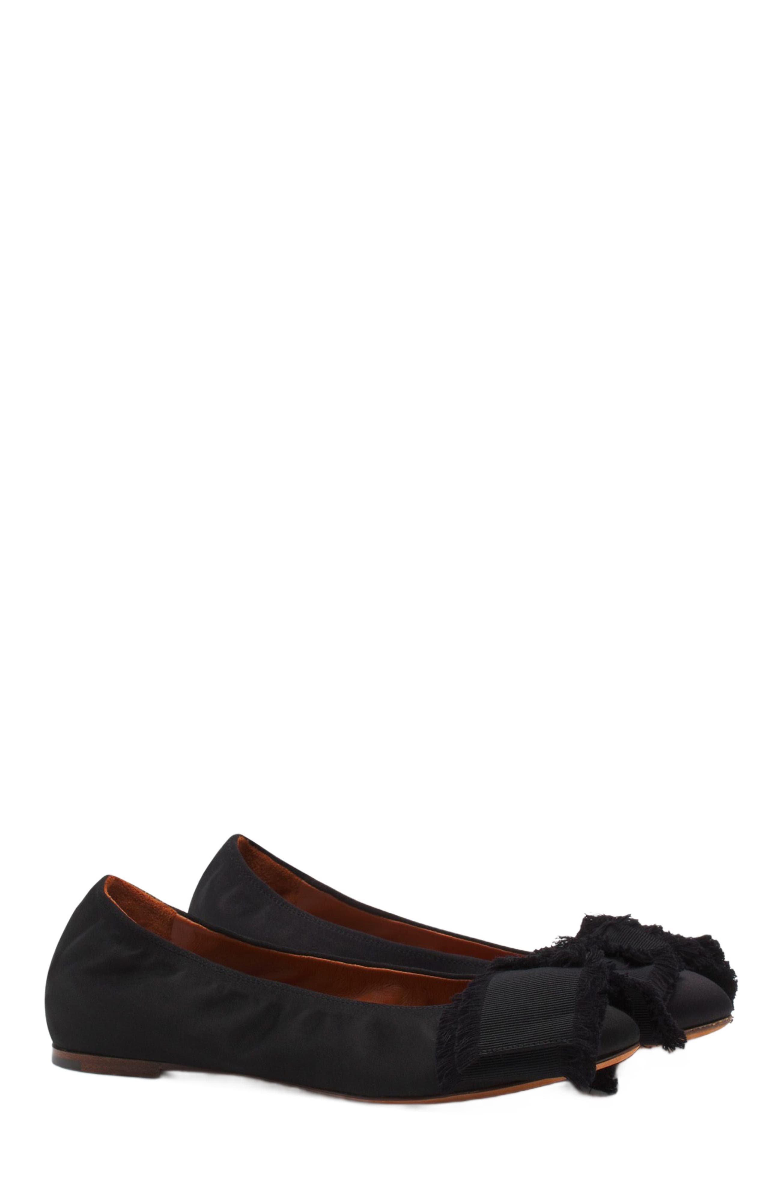 Lanvin BALLERINA FLAT WITH A SATIN BOW, Alternate, color, Black