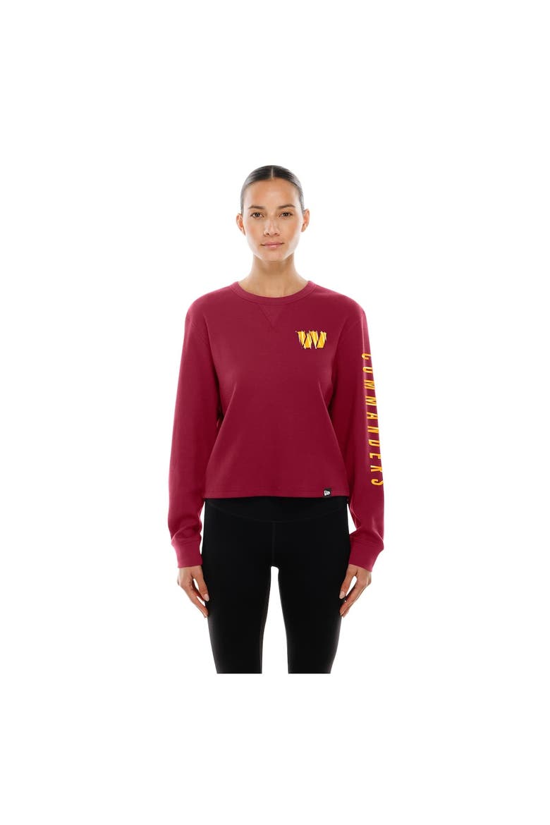 Women's New Era  Burgundy Washington Commanders Sport Night Thermal Long Sleeve Cropped T-Shirt, Alternate, color, Burgundy