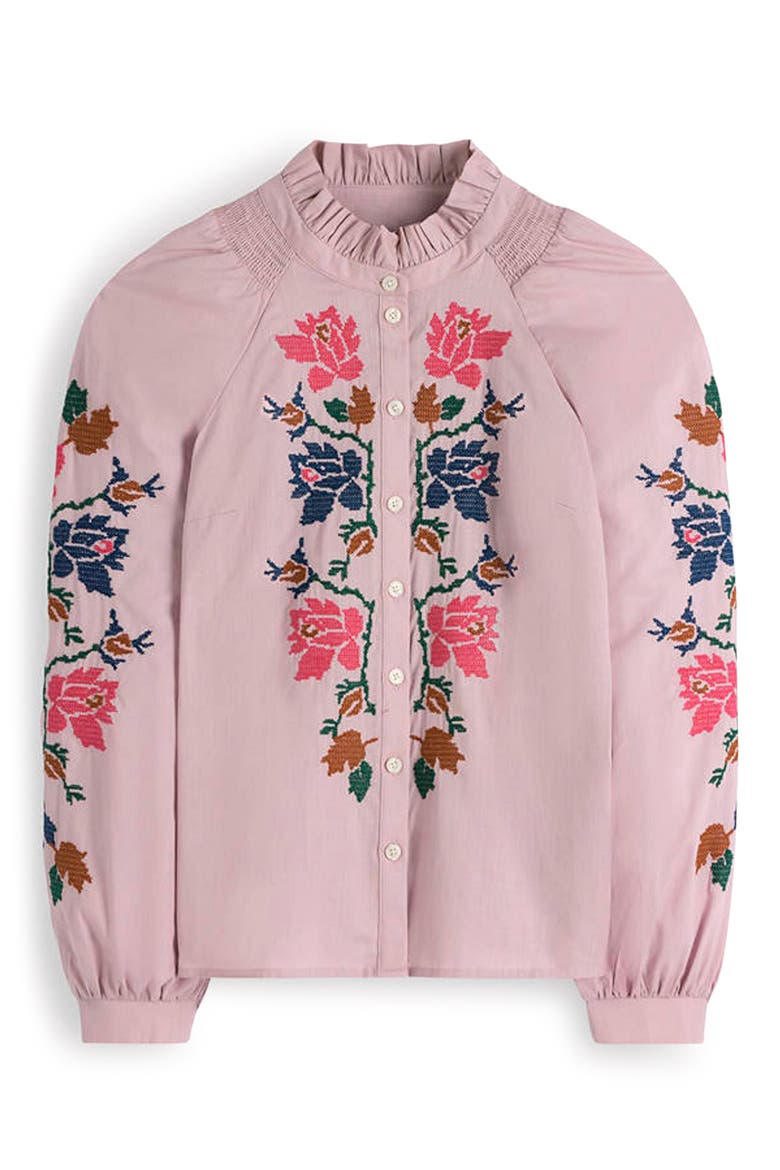 Erica Embroidered Cotton Shirt, Alternate, color, SOFT PINK, EMBROIDERED FLORAL
