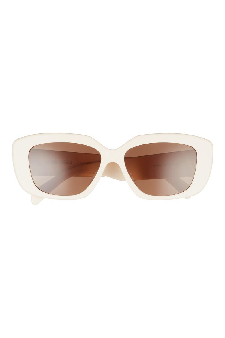 Triomphe 55mm Rectangular Sunglasses, Main, color, IVORY / BROWN