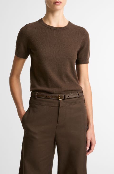 Short Sleeve Wool Blend Sweater