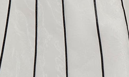 Ming Wang Organza Contrast Stripe A-line Midi Dress In White/black