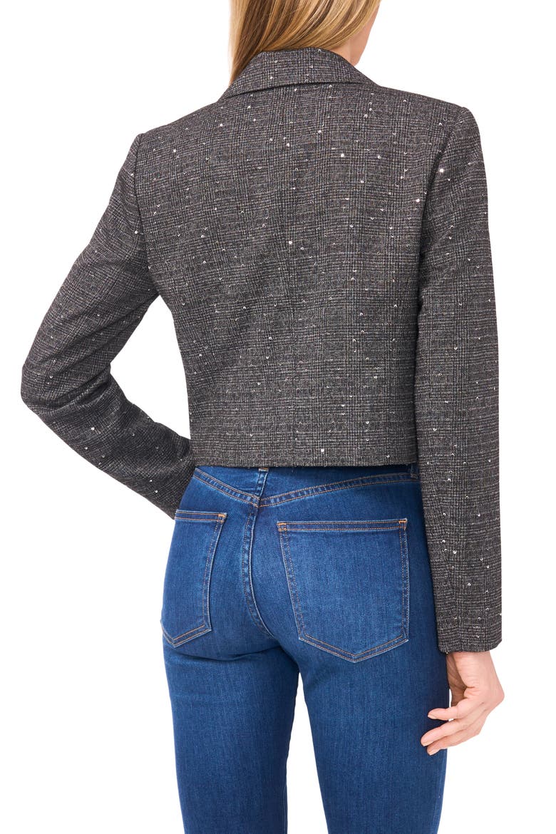 Tweed Bow Accent Crop Blazer, Alternate, color, RICH BLACK