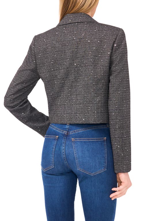 Cece Tweed Bow Accent Crop Blazer In Black