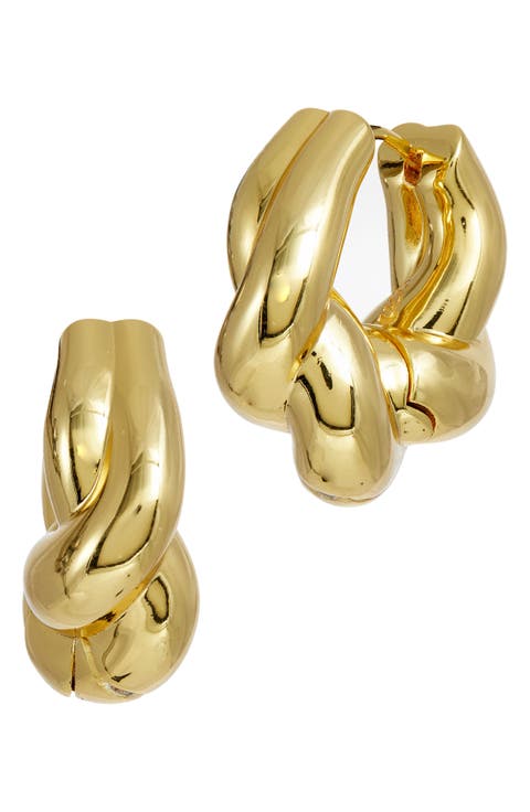 14K Gold Freeform Twist Hoop Earrings