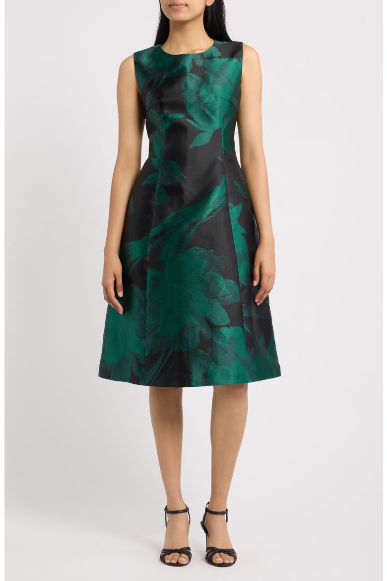 Floral Sleeveless Midi Dress, Main, color, DEEP JADE / ANNE BLACK