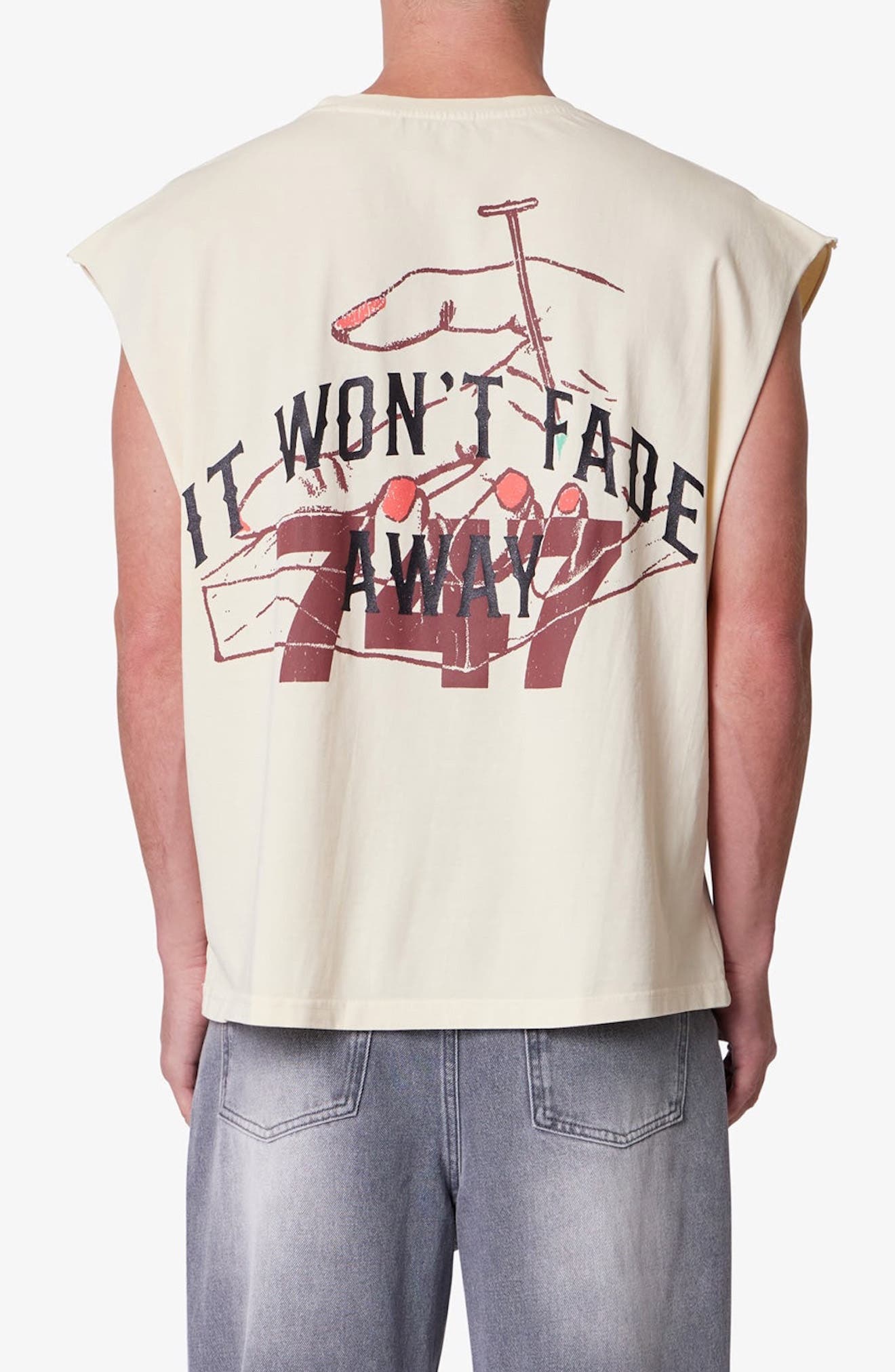 Nail Print Graphic Cutoff T-Shirt - image 2