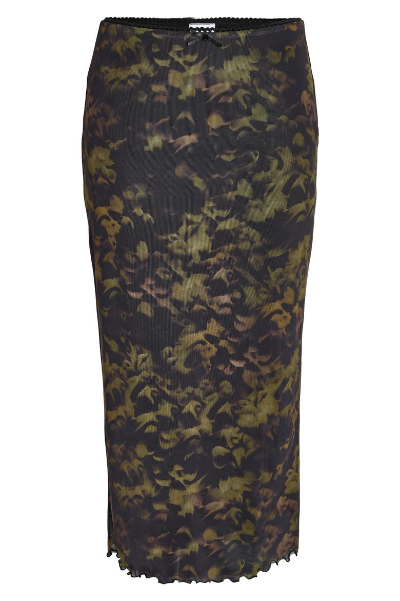 Lucia Printed Mesh Maxi Skirt, Alternate, color, BLACK AOP FROST BLOM