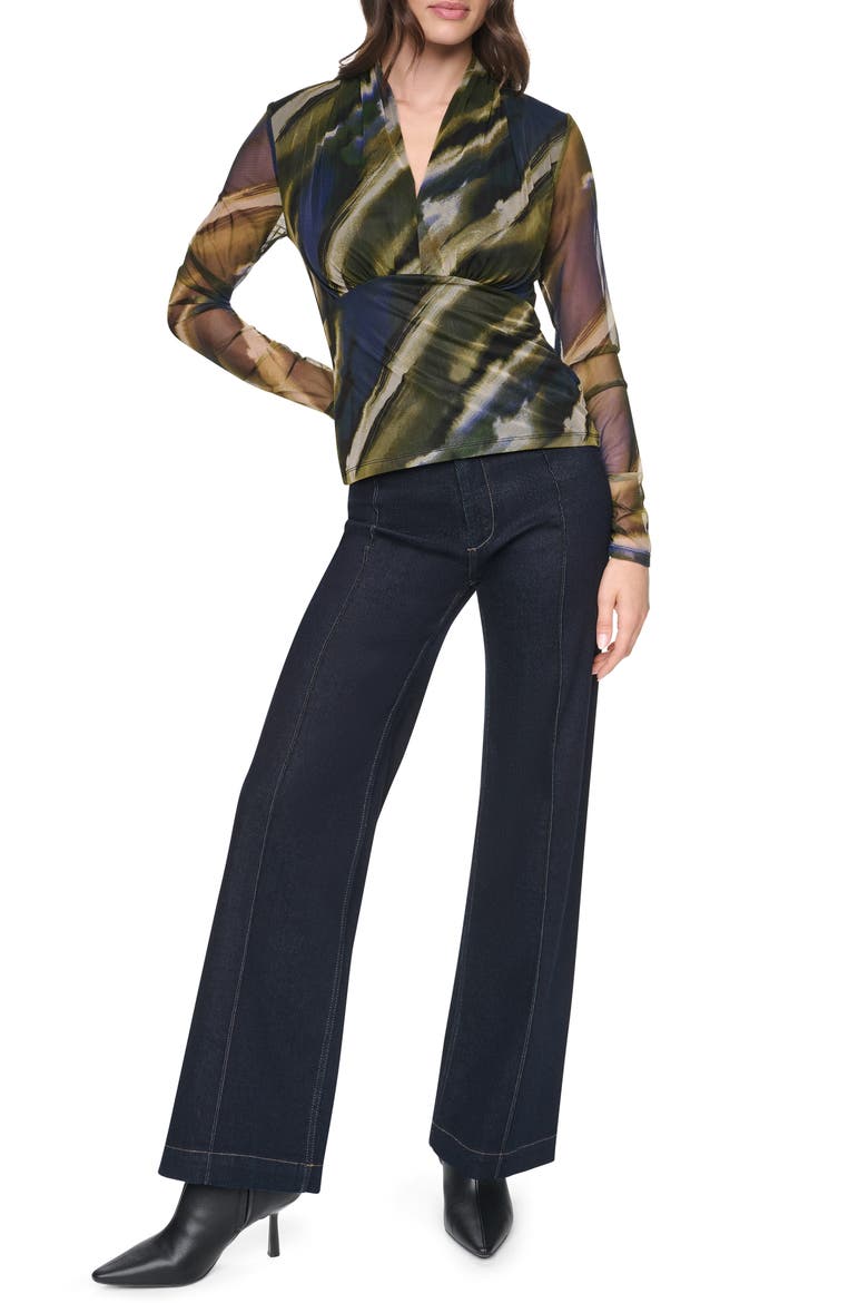 Zebra Print Long Sleeve Mesh Shirt, Alternate, color, BRUSHED
