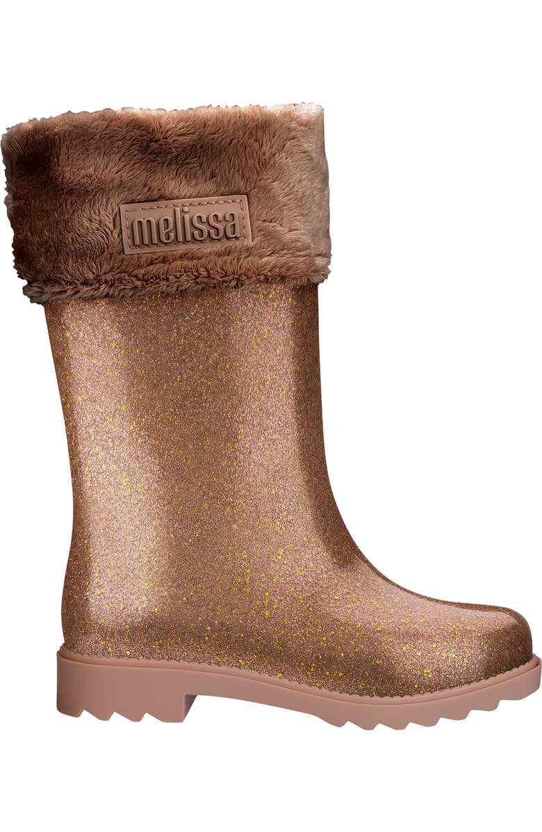 Mel by Melissa Mini Melissa Glitter Water Resistant Rain Boot, Alternate, color,
