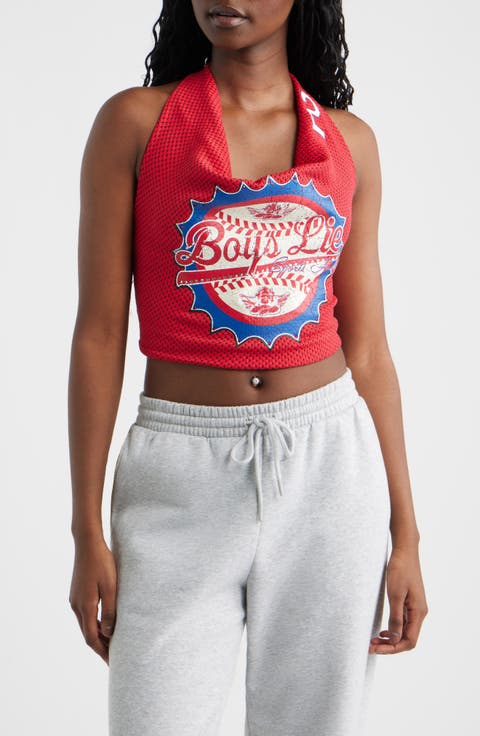 Sporty Spice Graphic Halter Crop Top