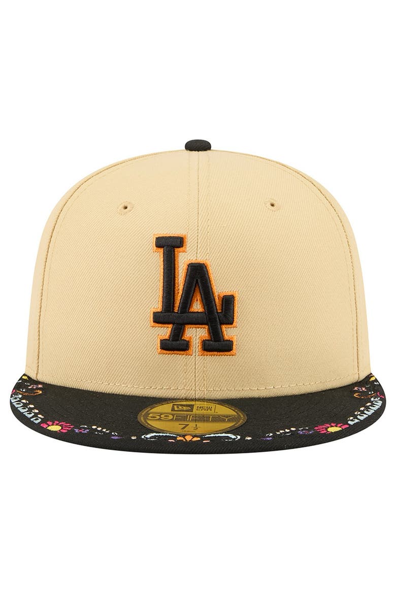 Men's New Era Light Beige Los Angeles Dodgers Two-Tone Embroidered Visor 59FIFTY Fitted Hat, Alternate, color, Light Beige