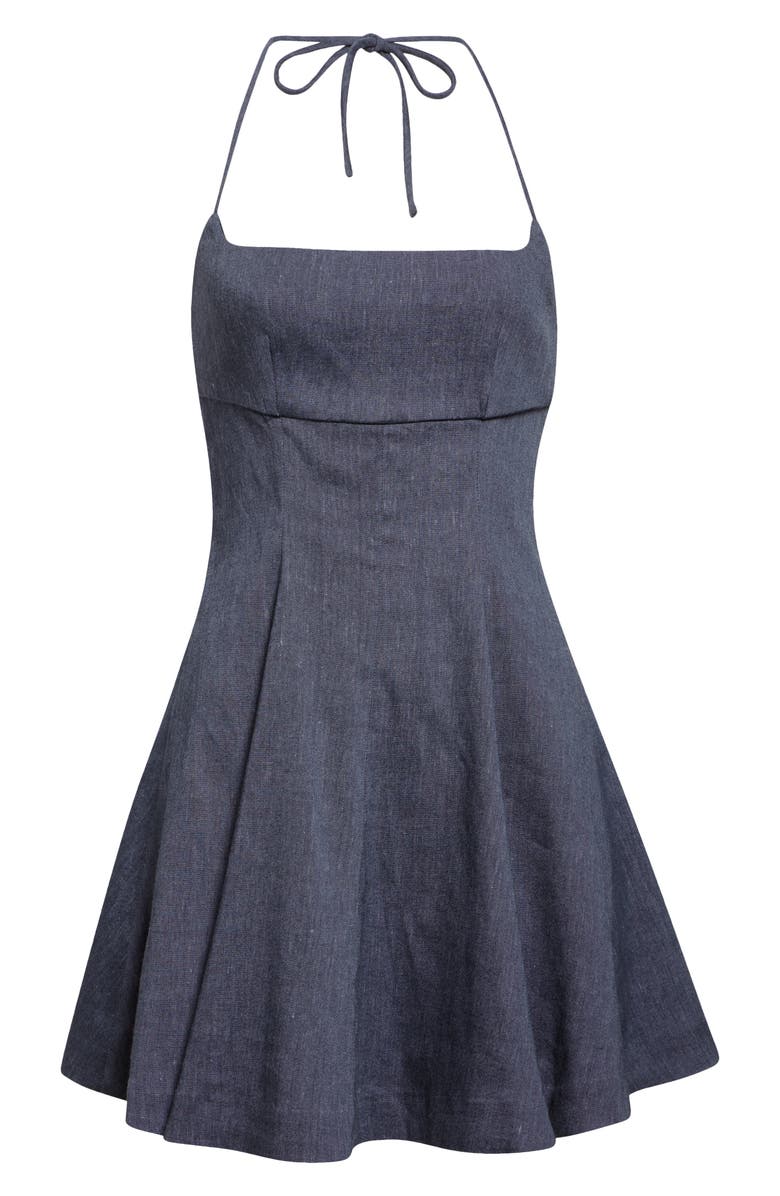 STAUD Leone Linen Blend Dress, Alternate, color, Chambray