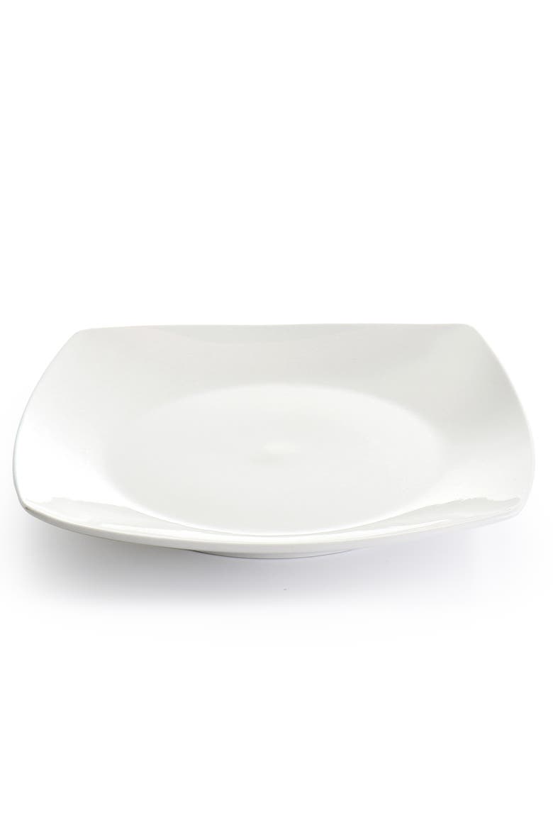 16 Piece Square Fine Ceramic Dinnerware Set, Alternate, color, White