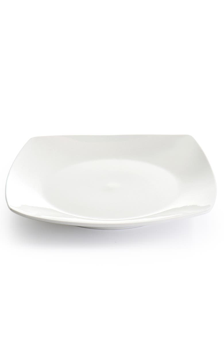 Gibson Elite 16 Piece Square Fine Ceramic Dinnerware Set, Alternate, color, White