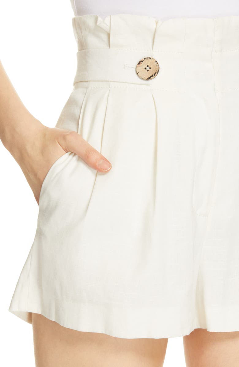 Veronica Beard Gwen Paperbag Waist Linen Blend Shorts, Alternate, color, 