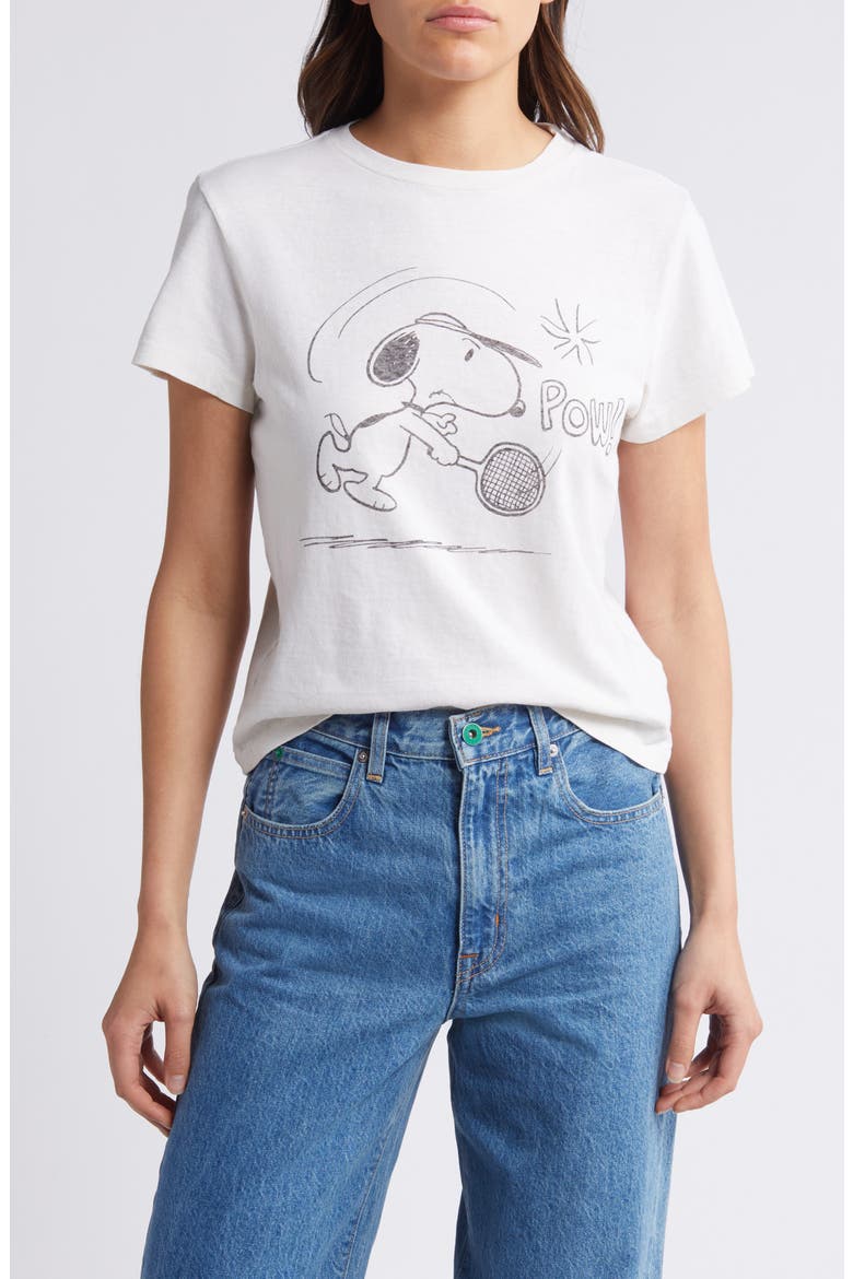Snoopy Tennis Graphic T-Shirt, Main, color, VINTAGE WHITE