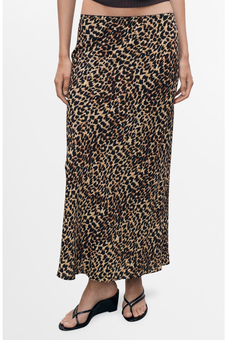 Animal Print Midi Skirt, Main, color, BROWN