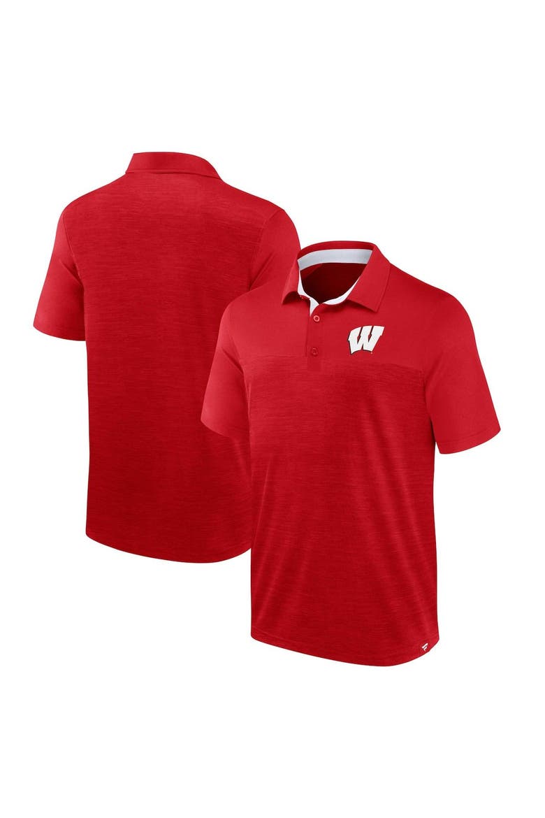 Men's Fanatics Branded Heather Red Wisconsin Badgers Classic Homefield Polo, Main, color, Heather Red
