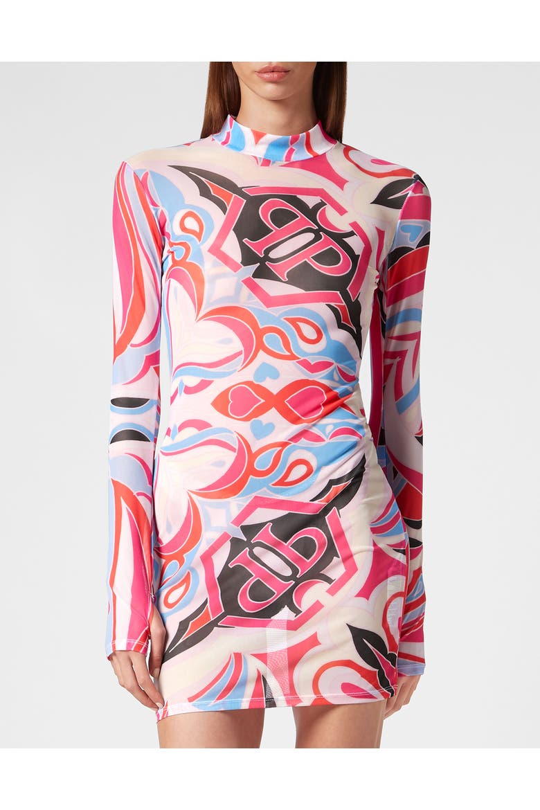 Mini Dress Ls Colorful Circus Women, Main, color, Fuxia