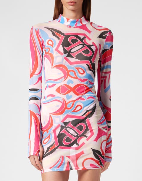 Mini Dress Ls Colorful Circus Women