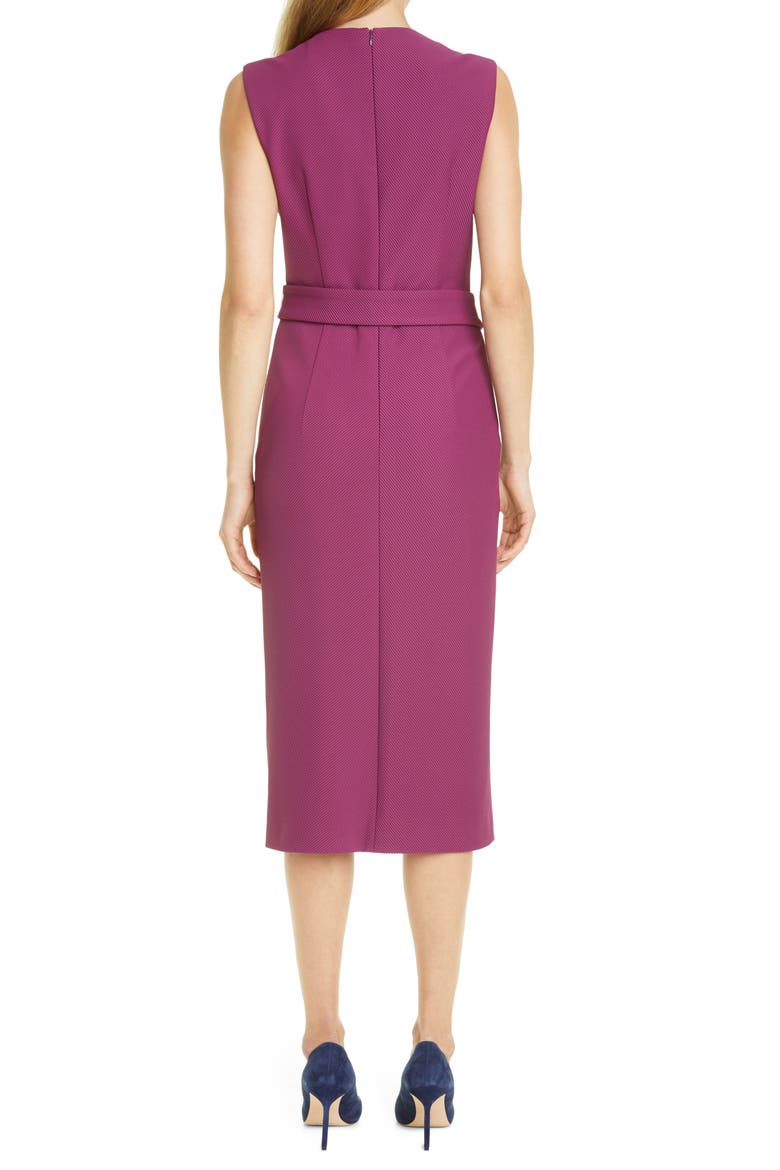 Dadorina Belted Front Slit Sheath Dress, Alternate, color, AUBERGINE